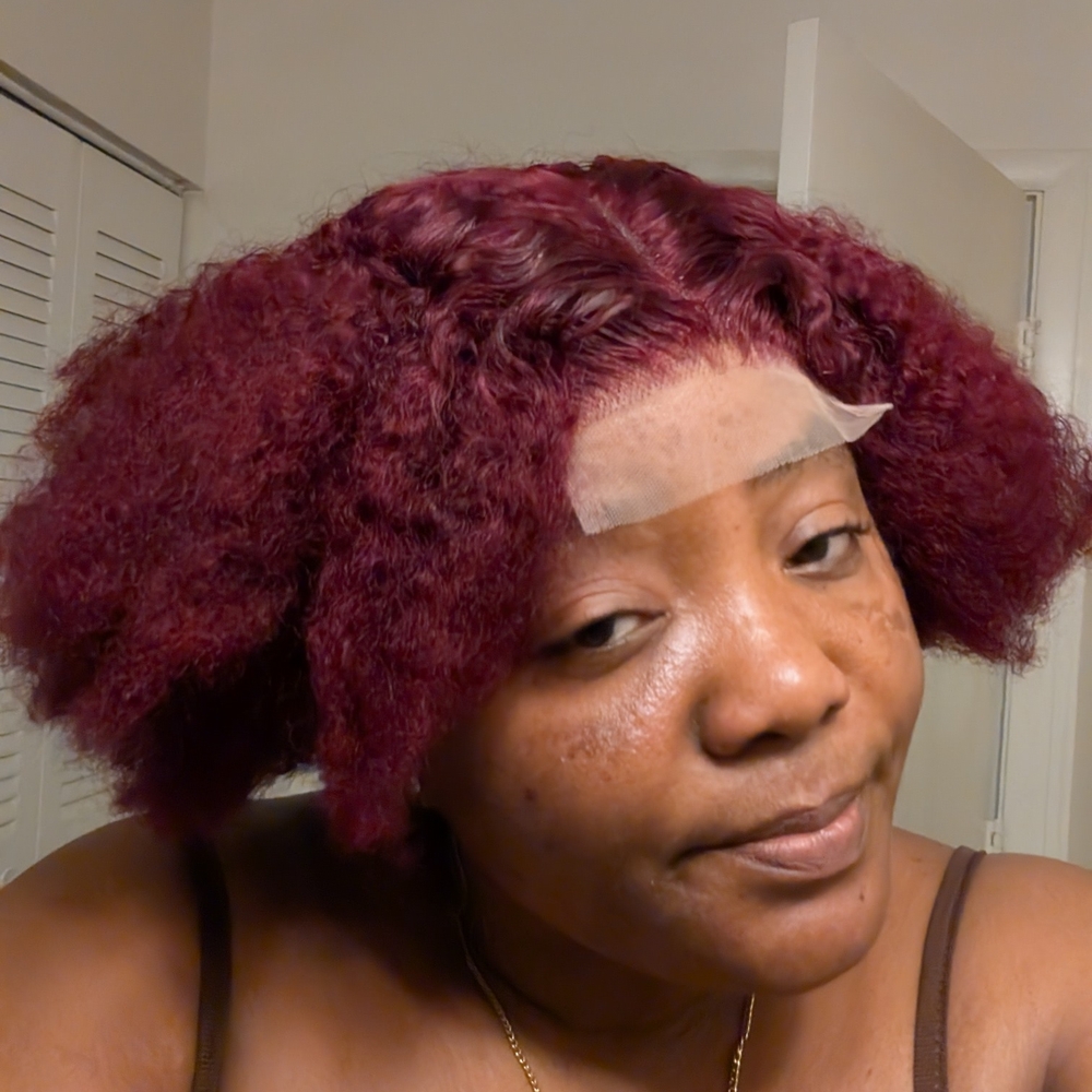 Burgundy Curly Lace Front Wig